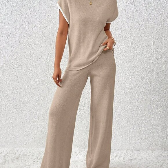 Camel Casual Women's Contrasting Color Drawstring Knitted Set - Picture 7 of 7